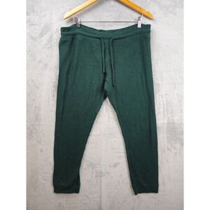 BEYOND YOGA Womens Large Green Waffle Knit Lounge Crop Joggers Drawstring